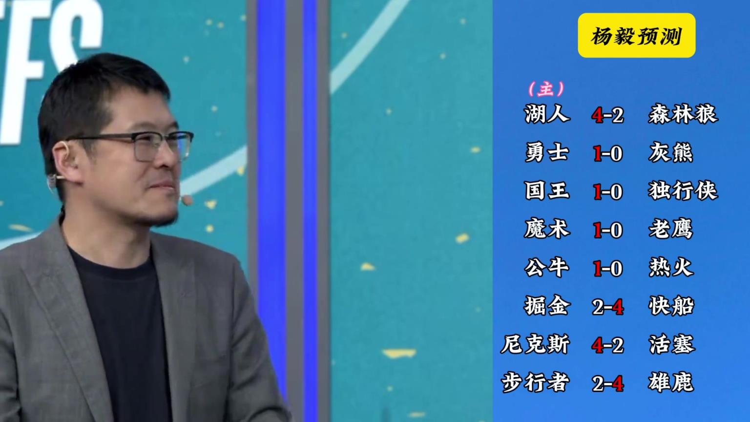 明燈來(lái)了！看看楊毅的季后賽預(yù)測(cè)：湖人4-2狼 快船4-2掘金